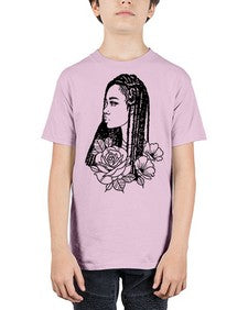 afro with flowers 70# - black girls or women - Youth Tee Unisex