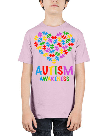 autism awareness heart love puzzle 15# - autism - Youth Tee Unisex