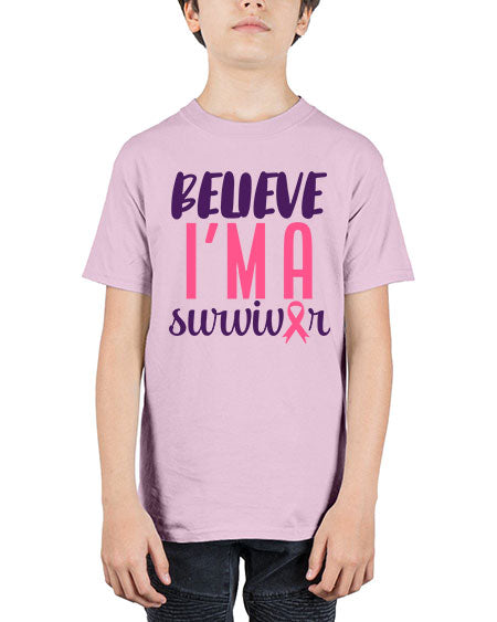 believe i'm a survivor - breast cancer - Youth Tee Unisex