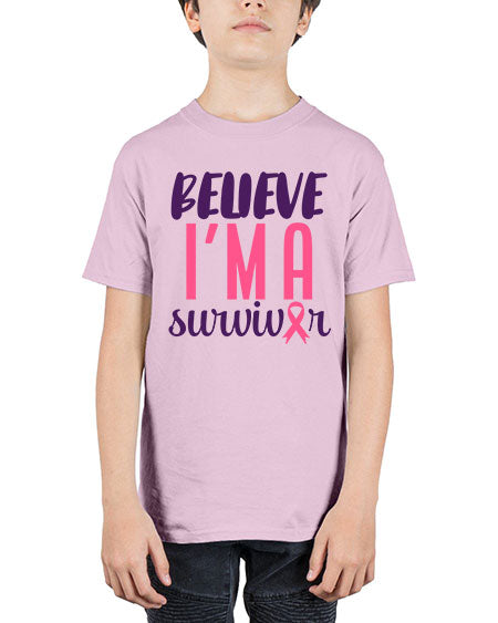 believe im a survivor Style 16# - breast cancer - Youth Tee Unisex