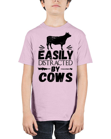 easily distracted by cows - cow - Youth Tee Unisex