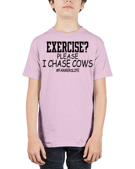 exercise please i chase cows - cow - Youth Tee Unisex