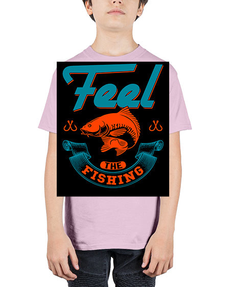 feel the fishing png 60# - shark-fish - Youth Tee Unisex