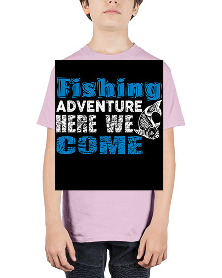fishing adventure here we come png 52# - shark-fish - Youth Tee Unisex