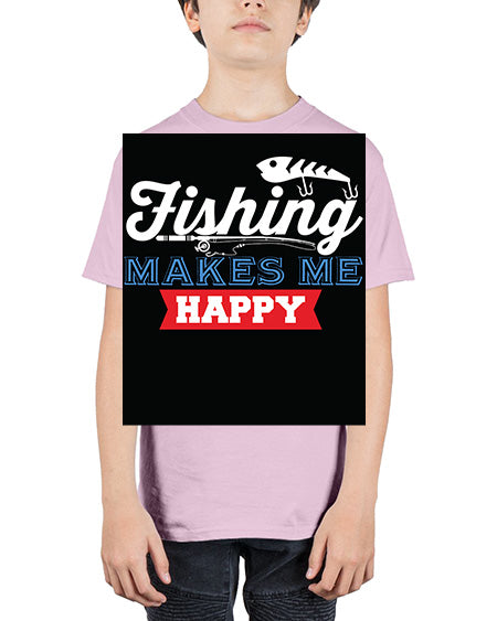 fishing makes me happy png 46# - shark-fish - Youth Tee Unisex