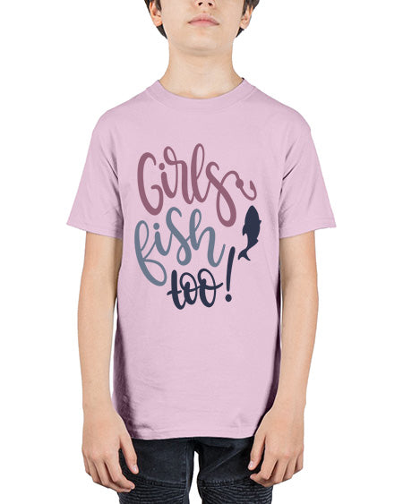 girls fish too 14# - shark-fish - Youth Tee Unisex