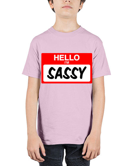 hello im sassy 129# - black words and phrases - Youth Tee Unisex