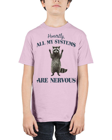 honestly all my systems are nervous 19# - raccoon - Youth Tee Unisex