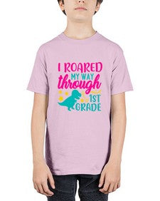 i roared my way through first grade 374# - first grade - Youth Tee Unisex