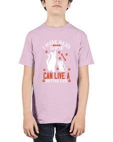 i work hard so my cat can live a better life Style 59# - cats - Youth Tee Unisex