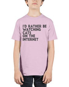 id rather be watching cats on the internet - cats - Youth Tee Unisex