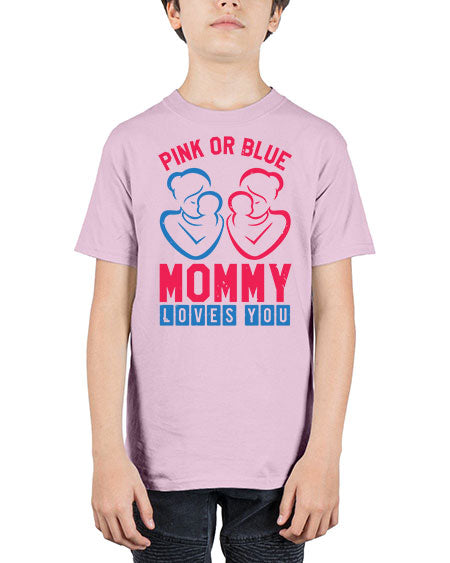 pink or blue Mommy Loves you Style 187# - baby shower - Youth Tee Unisex