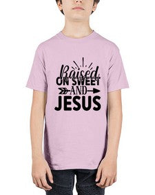 raised on sweet and jesus 1491# - tea - Youth Tee Unisex