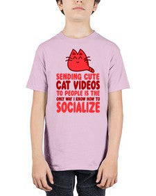 sending cute cat videos to people is the only way i know how to socialize - cats - Youth Tee Unisex