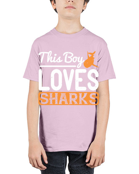 this boy loves sharks Style 14# - shark-fish - Youth Tee Unisex