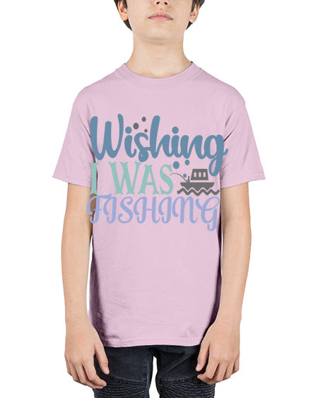 wishing i was fishing 90# - shark-fish - Youth Tee Unisex