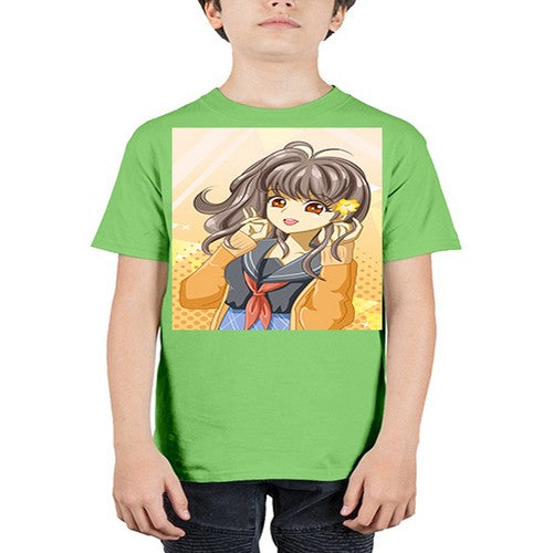 A beautiful and happy girl back to school 90# - anime - Youth Tee Unisex