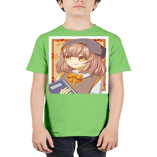 A beautiful girl wearing uniform with book 93# - anime - Youth Tee Unisex