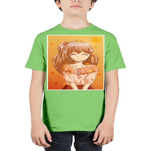 Beautiful and cute girl brown hair at sunset 164# - anime - Youth Tee Unisex