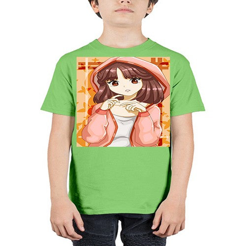 Beautiful and cute girl brown hair with jacket 81# - anime - Youth Tee Unisex