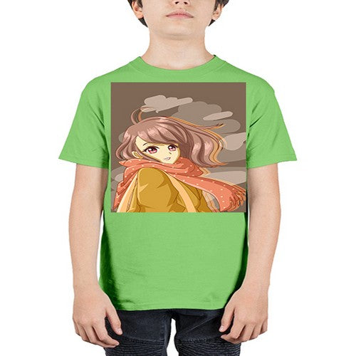 Beautiful and cute girl with scarf 91# - anime - Youth Tee Unisex