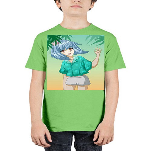 Beautiful and happy girl on the beach in summer 48# - anime - Youth Tee Unisex
