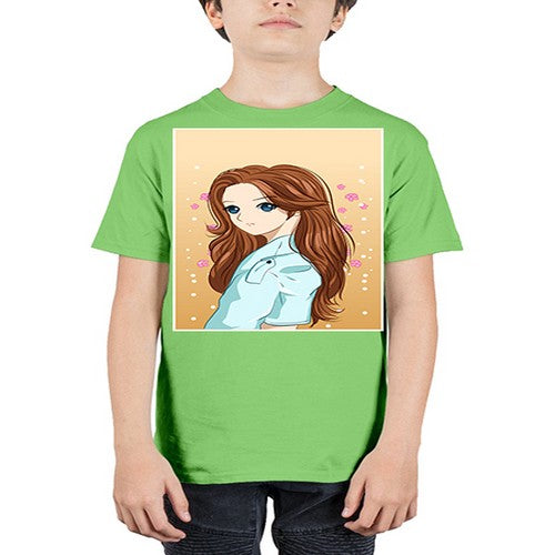 Beautiful and pretty girl brown long hair 123# - anime - Youth Tee Unisex