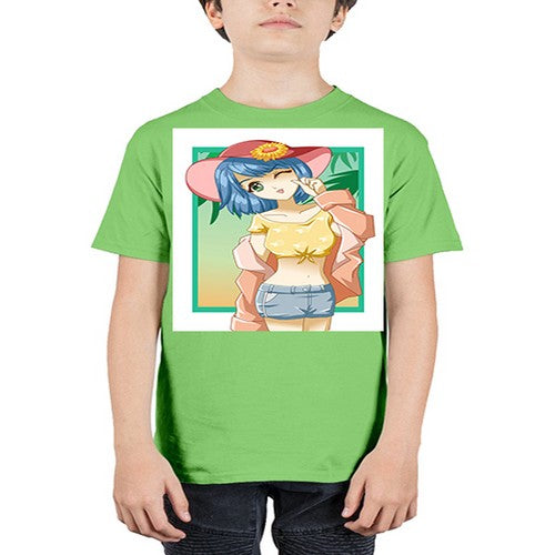 Beautiful and sexy girl on the beach with cute hat in summer 1# - anime - Youth Tee Unisex