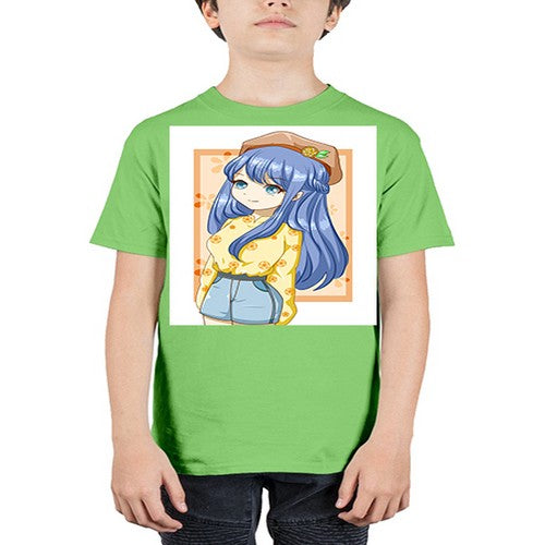 Beautiful and soft girl blue hair in summer 153# - anime - Youth Tee Unisex