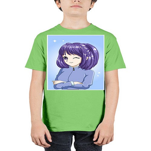 Beautiful girl short purple hair 6# - anime - Youth Tee Unisex