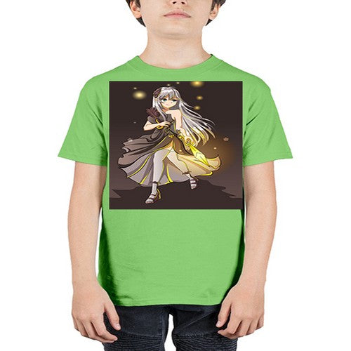 Beautiful girl with black dress and sword game 129# - anime - Youth Tee Unisex