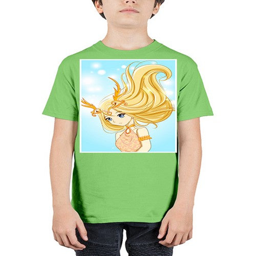 Beautiful queen with gold hair and gold horn crown 39# - anime - Youth Tee Unisex