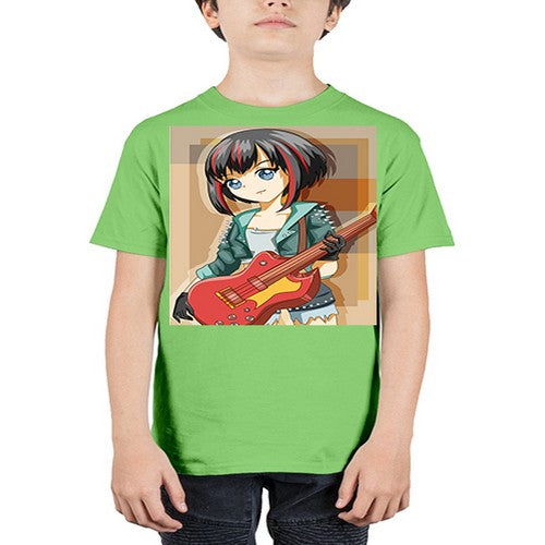 Beautiful rock girl with bass guitar perform 173# - anime - Youth Tee Unisex