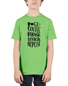 Coffee Mask Teach Repeat Style 660# - teacher - Youth Tee Unisex
