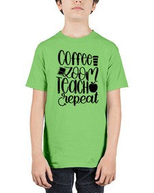 Coffee Zoom Teach Repeat Style 674# - teacher - Youth Tee Unisex