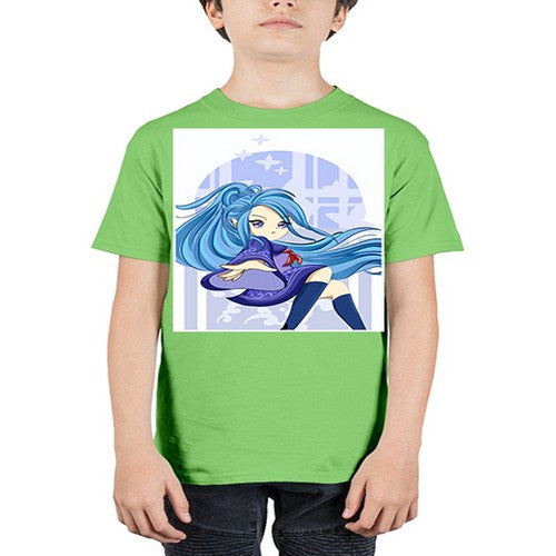 Cute and beautiful girl blue long hair cartoon 155# - anime - Youth Tee Unisex