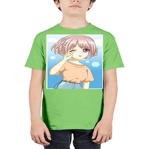 Cute and beautiful girl cream hair yellow shirt 29# - anime - Youth Tee Unisex