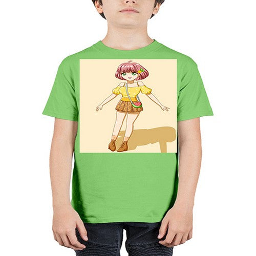 Cute and beautiful girl in summer with yellow dress 54# - anime - Youth Tee Unisex