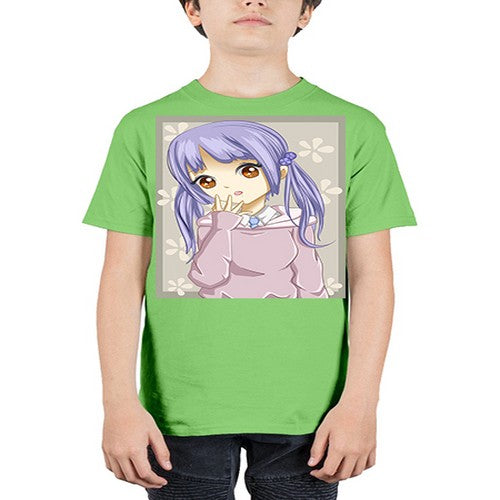 Cute and beautiful girl purple hair 25# - anime - Youth Tee Unisex