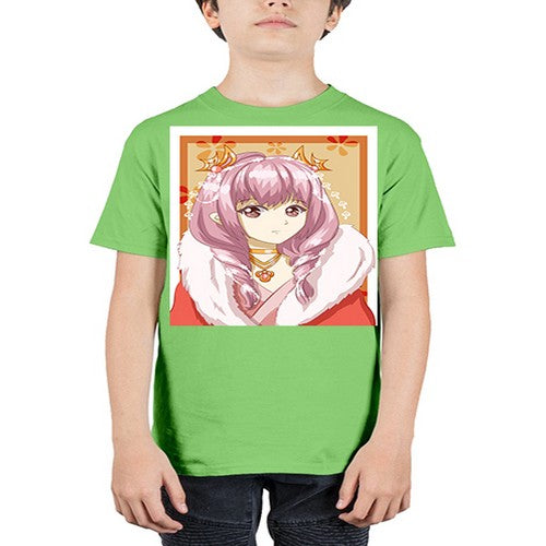 Cute and beautiful queen pink hair with red dress 124# - anime - Youth Tee Unisex