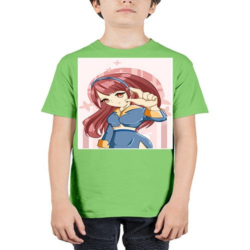Cute and cool girl red long hair 166# - anime - Youth Tee Unisex