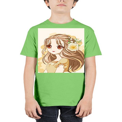Cute and happy girl with flowers crown 57# - anime - Youth Tee Unisex