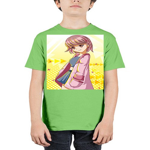Cute and happy girl with pink coat 111# - anime - Youth Tee Unisex