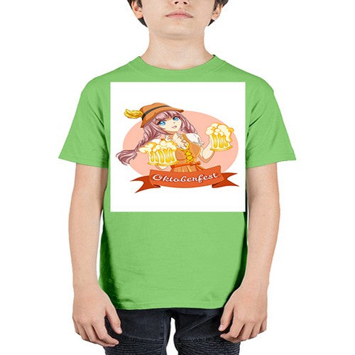 Cute and happy woman celebrating oktoberfest with beer 177# - anime - Youth Tee Unisex