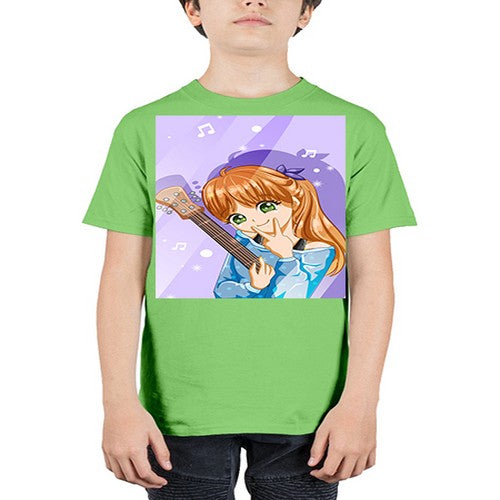 Cute and soft girl with guitar 53# - anime - Youth Tee Unisex
