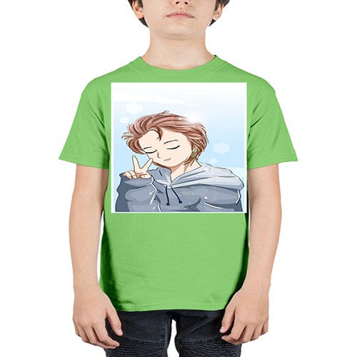 Cute boy brown hair with blue jacket 126# - anime - Youth Tee Unisex