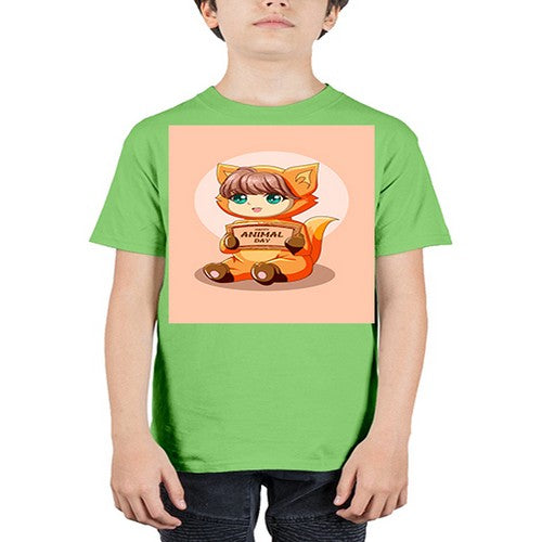 Cute girl with animal costume in animal day text 137# - anime - Youth Tee Unisex