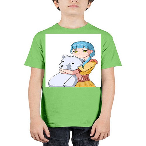 Cute girl with bear doll 26# - anime - Youth Tee Unisex