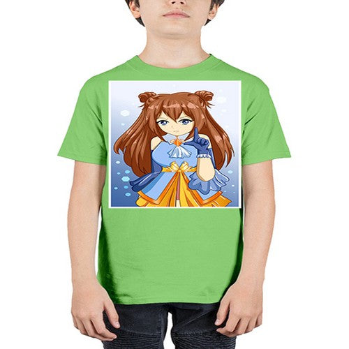 Cute little beautiful girl blue gold clothes cartoon 171# - anime - Youth Tee Unisex