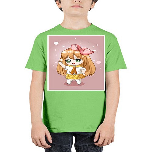 Cute little girl yellow hair wearing uniform 130# - anime - Youth Tee Unisex